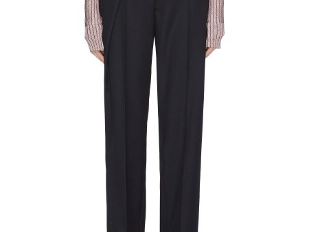 Asymmetric pleated virgin wool suiting pants - Cédric Charlier - Blue Sale