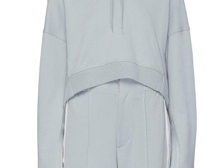 Yohji Love  graphic embroidered slogan print cropped hoodie - Y-3 - Grey on Sale