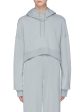 Yohji Love  graphic embroidered slogan print cropped hoodie - Y-3 - Grey on Sale