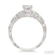 1 6 Ctw Diamond Semi-Mount Engagement Ring in 14K White Gold For Cheap