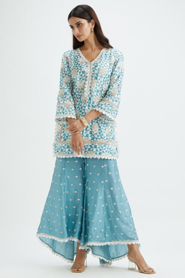 Leyton Teal Kurta For Cheap