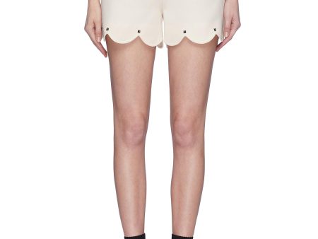 Rockstud scalloped cuff wool-silk shorts - Valentino - White on Sale