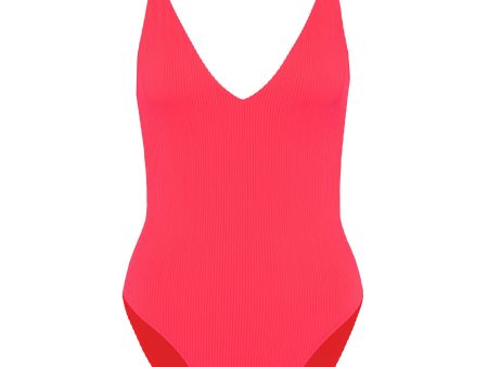 Pamela  scoop back rib knit one-piece swimsuit - Topshop - Red For Discount