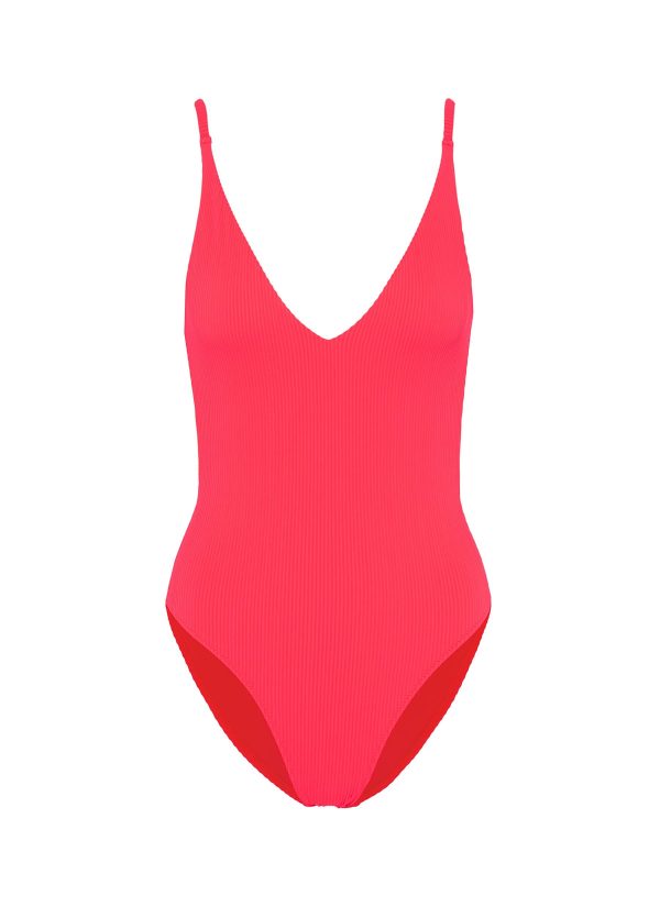 Pamela  scoop back rib knit one-piece swimsuit - Topshop - Red For Discount