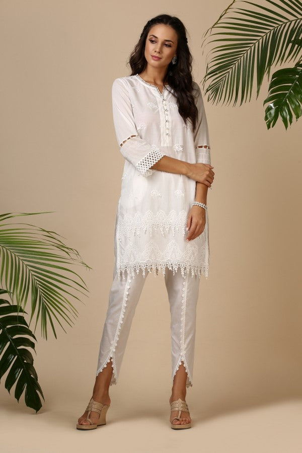 Aster Kurta White on Sale