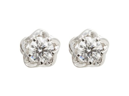 Diamond 18k white gold floral stud earrings - Lazare Kaplan - Metallic,Metallic Discount