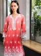 Mulmul Cotton Chapoli Red Kurta With Mulmul Cotton Chapoli Red Pant Discount