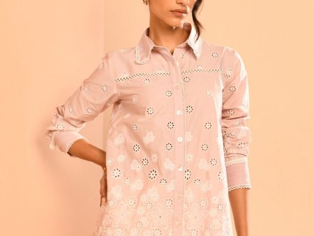 Mulmul Cotton Bea Dusty Pink Shirt For Sale