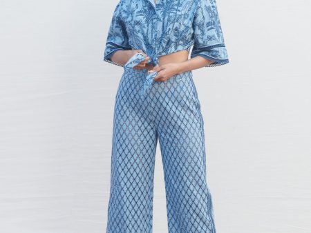 Mulmul Denim Imelda Light Blue Shirt With Imelda Light Blue Pant Supply