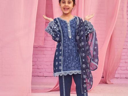 Mulmul Cotton Elin Navy Kurta With Mulmul Cotton Elin Navy Pant Hot on Sale