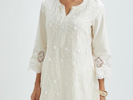 Mulmul Supima Satin Rene Off White Kurta Cheap