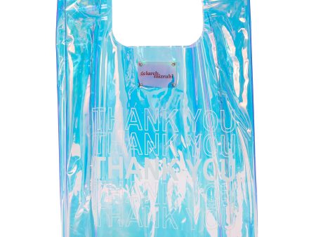 Thank you  print holographic PVC tote - Gelareh Mizrahi - Blue Online now