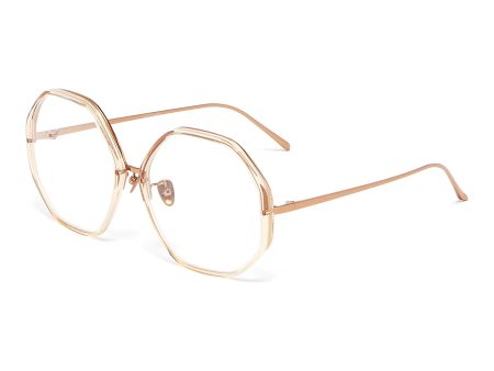 Acetate rim metal oversized octagon frame optical glasses - Linda Farrow - Metallic on Sale