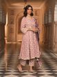 Mulmul Banarsi Bhumbro Lilac Anarkali Kurta with Mulmul Pima Satin Bhumbro Lilac Pant Cheap