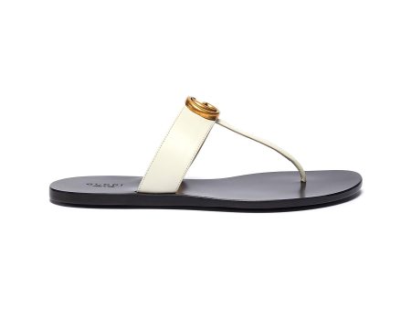 Flat Marmont  GG logo leather thong sandals - Gucci - White Online