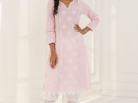 Mulmul Cotton Kannur Pink Kurta Sale