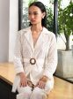 Mulmul Cotton Bergenia Off White Top With Bergenia Off White Pant on Sale