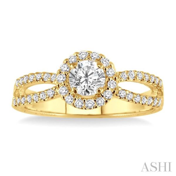 3 4 Ctw Diamond Engagement Ring with 1 3 Ct Round Cut Center Stone in 14K Yellow Gold Supply