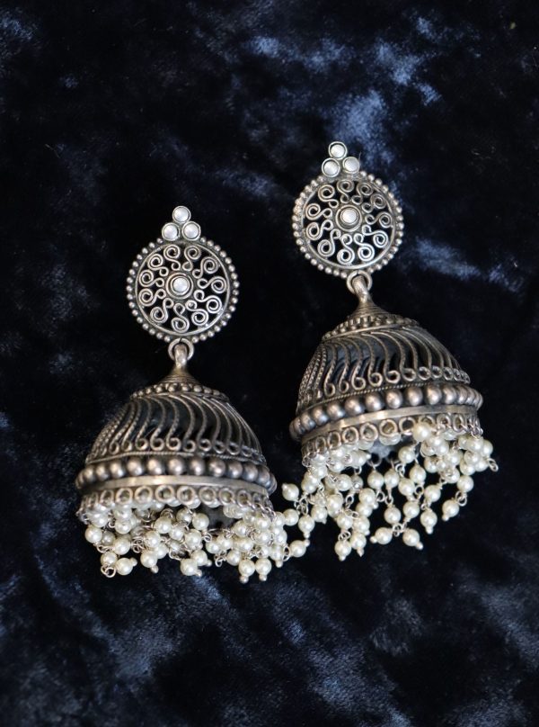 Zinnia Jhumkas with Pearls on Sale