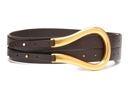 Horseshoe buckle leather belt on Sale