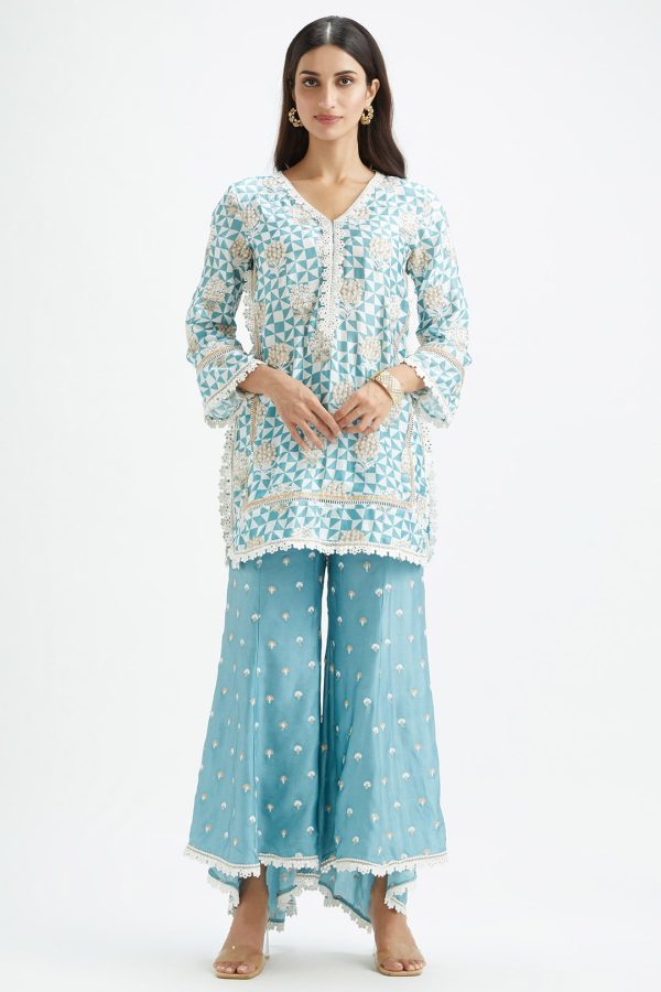 Leyton Teal Kurta For Cheap