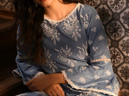 Mulmul Cotton Anisa denim Kurta For Discount