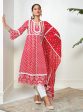 Mulmul Cotton Arris Anarkali Red Kurta For Cheap