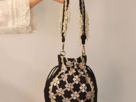 Mulmul Resham Black Potli Bag Supply