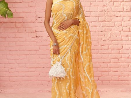 Mulmul Organza Kolli Yellow Saree Fashion