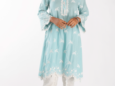 Mulmul Cotton Stella Turquoise Kurta For Cheap