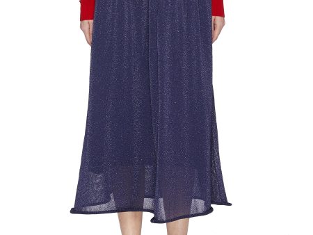 Metallic panelled pleated knit skirt - PH5 - Blue on Sale