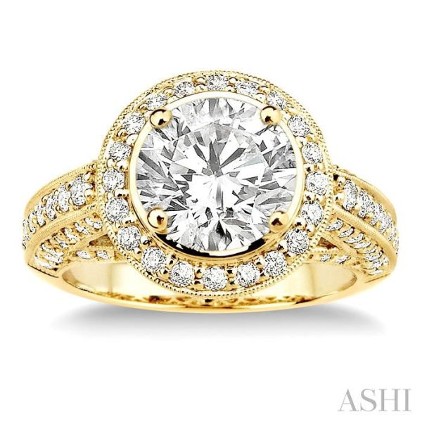 1 1 3 Ctw Diamond Semi-Mount Engagement Ring in 14K Yellow Gold For Discount