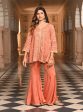 Mulmul Organza Satin Afreen Burnt Orange Top with Mulmul Modal Satin Afreen Burnt Orange Sharara Online Hot Sale