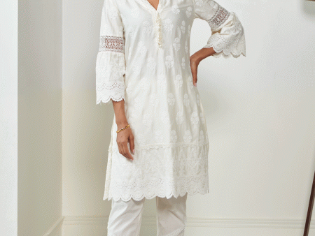 Mulmul Pima Sylvia Off White Kurta Hot on Sale