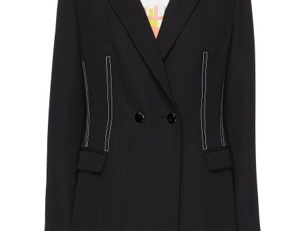 Contrast topstitching wool blazer - PORTSPURE - Black Online Sale