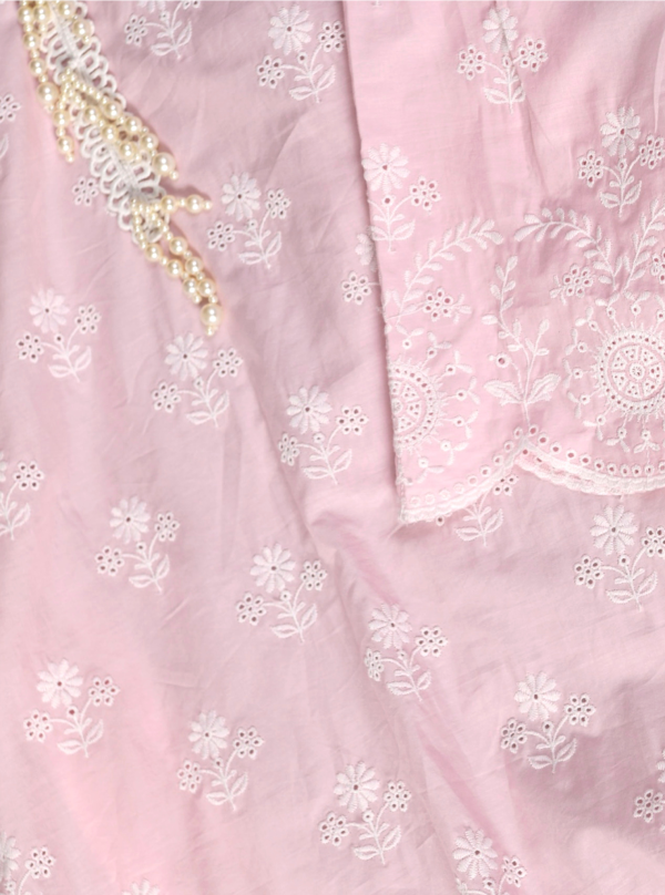 Mulmul Cotton Arpora Pink Kurta With Mulmul Cotton Arpora White Pant Supply