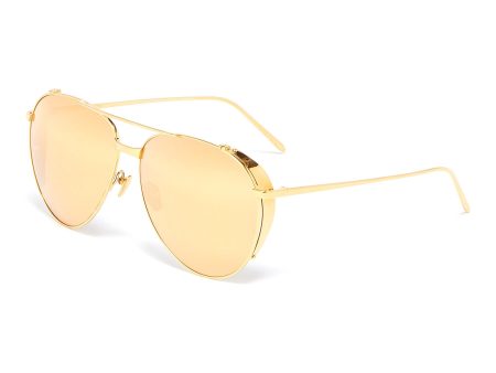 Spoiler mirror titanium aviator sunglasses - Linda Farrow - Metallic Supply