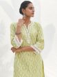 Mulmul Cotton Maneri Lime kurta For Cheap