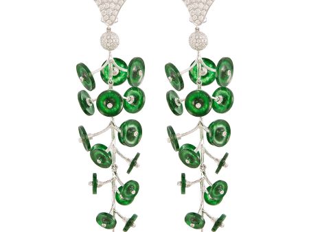 Diamond jadeite 18k white gold earrings - Samuel Kung - Metallic on Sale