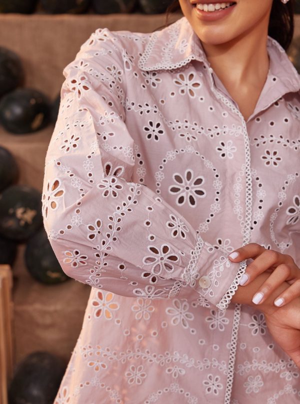 Mulmul Iconic Cotton Sia Dusty Pink Shirt Hot on Sale