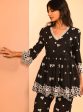 Mulmul Cotton Ayn Black Top With Mulmul Cotton Ayn Black Pant For Sale