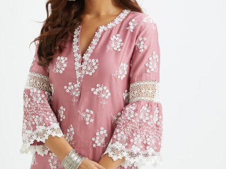 Mumul Supima Satin Celo Mauve Kurta Sale