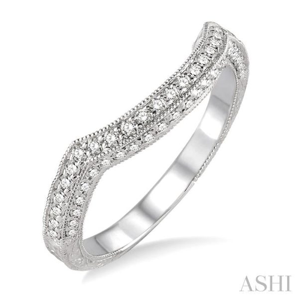 1 3 Ctw Round Cut Diamond Wedding Band in 18K White Gold on Sale