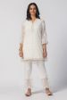 Mulmul Tencel Luxe Organza Savannah Kurta Off White With New Savannah Off White Pant Fashion