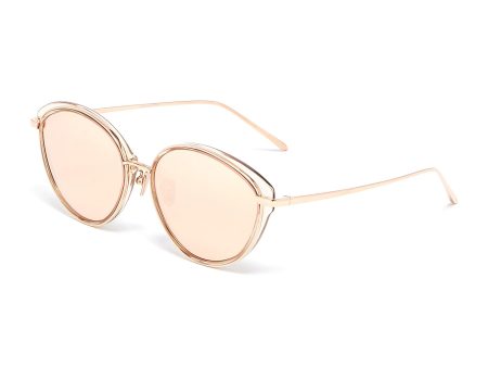 Acetate rim mirror metal round sunglasses - Linda Farrow - Metallic on Sale