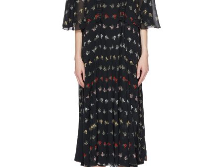 Detachable cape mimosa print silk georgette dress - Sonia Rykiel - Multi-colour Hot on Sale