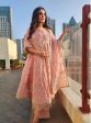 Mulmul Organza Satin Navrai Light Pink Anarkali Kurta with Mulmul Luxe Satin Navrai Light Pink Pant For Cheap