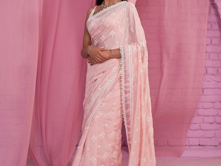 Mulmul Silk Annika Light Pink Saree Online Sale