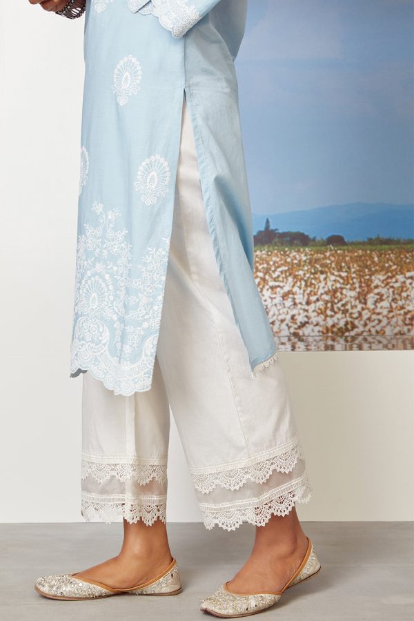 Mulmul Cotton Dreamscape Light Blue Kurta Online Hot Sale