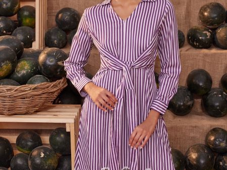 Mulmul Pima Natalie Long Purple Dress For Cheap